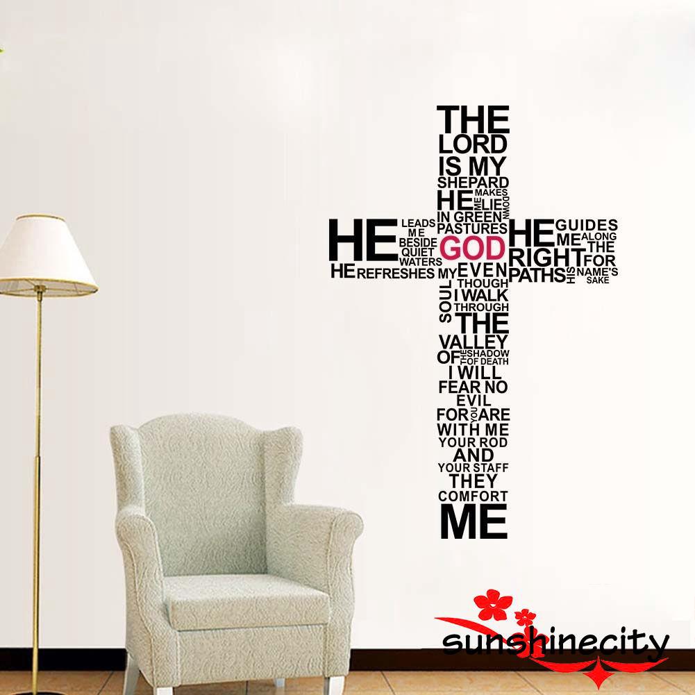 NPU-The Lord is my Shepherd Cross Bible Verse Sticker Vinyl