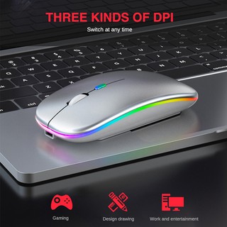 [For PC/iPad/Phone] Wireless Rechargeable Mouse Slim Portable USB Breathing RGB LED Optical Computer Mice for Windows/Mac/Android PC Tablet Laptop