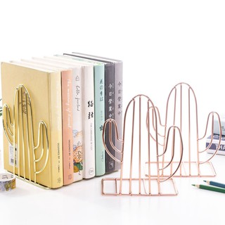 【Loveinhouse】Iron Wire Metal Bookends Cactus Design Decorative Book Holder Stand Rack