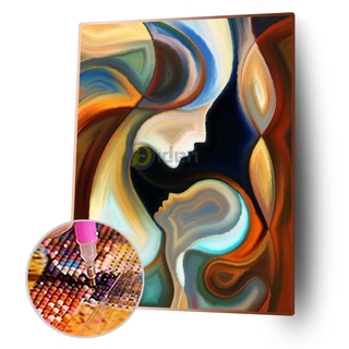 5D DIY Full Drill Diamond Painting Abstract Lady and Son Artwork For Set Home Decoration (30cmx40cm)