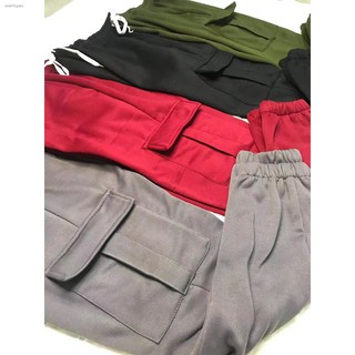 ℗๑Mumu #LP804 Women High Quality 4 Pockets Adjustable String Jogger Cargo Pants (1)