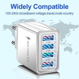 USB Charger US plug for Philippines 4 USB Ports Charger Adapter total output 3A Max fast charge not support QC3.0