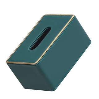 1PC Tissue Box Multi-purpose Tissue Holder Leather Paper Towel Box (Green)