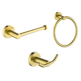 Brushed Gold Bathroom Hardware Set SUS304 Stainless Steel Round Wall Mounted Toilet Paper Holder Dou