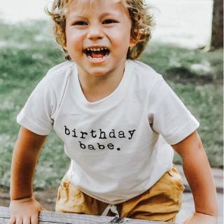 Birthday boys and girls letters printed T-shirts for children 1-8 years old baby birthday casual