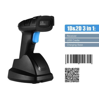 ZlnC Aibecy Handheld 1D 2D QR Wireless Barcode Scanner Bar Code Reader with USB Cradle Receiver Char