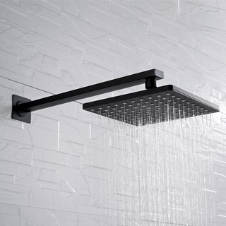 Black Square Rain Shower Head Bath Hand Held Shower Bathroom Adjust Shower Holder Water Saving