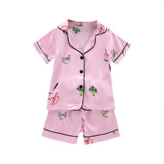 LOK01934 Ready Stock,COD Pajamas Sleepwear For Kids,Short Sleeve Tops+Shorts Terno Pajama 2PCS/Set Home Wear,Fit 1-6 Years Baby (4)