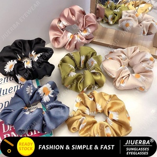 (JIUERBA) COD Fashion Satin Scrunchies Daisy Flower Hair Tie Girls Ponytail Hairband Elastic Korean for Women Accessories