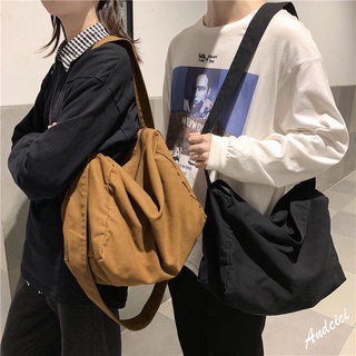Korean Canvas Bag 2021 New Large Capacity Shoulder Bag Pure Color Simple and Versatile Unisex Messenger Bag
