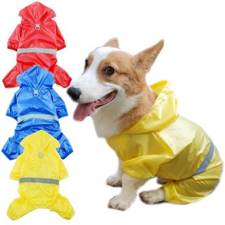 Wet Weather Gear✣[boutique]Pet Dog Waterproof Raincoat Jumpsuit Reflective Rain Coat Sunscreen Dog O