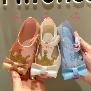 Melissa Crown Girl's kids Jelly shoes with box Children's princess shoes OEM(1-5years Old)