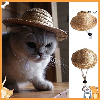 〖Vip〗Novelty Summer Adjustable Pet Dog Outdoor Straw Hat Puppy Small Cat Sunhats