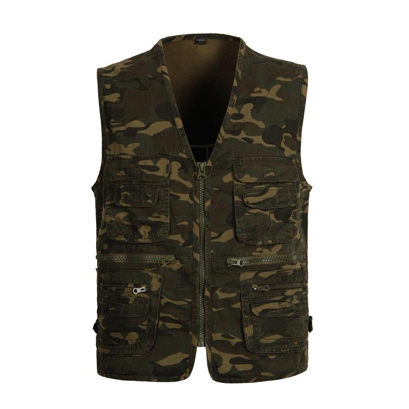 Autumn Tactical Multi-pocket Oversize Cotton Men's Vest Fishing Camo Vest