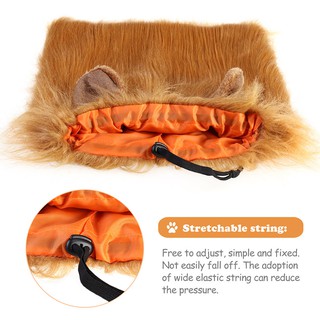 Pet Cat Dog Wig Emulation Lion Hair Mane Ears Head Cap Dress Up Costume Muffler Scarf (7)