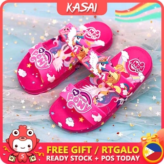 KASAI Korean Childrens Fashion Non-slip Two belts Sandals For Girls New Pony Kids Slipper ks2155-3 (1)