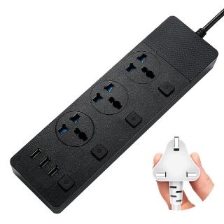 Power Strip 3000W 3 Port USB 3 AC Outlet Outlets USB Wall Socket Smart Socket Power Button 2M Extension Cord Socket