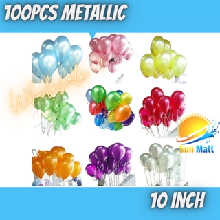[Sun Mall] 10inches Metallic Pearly Balloons Plain Party Supplies Decoration 100pcs