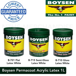 BOYSEN Permacoat Acrylic Water-Based Latex Semi-gloss/Gloss/Flat White 1L