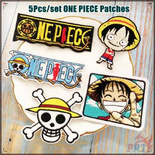 ❉ Anime - ONE Piece Patch ❉ 5Pcs/set Diy Sew On Iron On Badges Patches Bag Cap Shoes Accessories (1)
