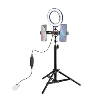 PKT3037B Dimmable LED Ring Vlogging Video Light Live Broadcast Kit / Puluz (with Stand)