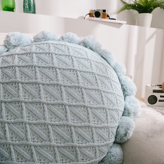 【insfree】New Knitted Woven Woolen Futon Pillow Cushion Sand Plain Ball Cushion Pillow (9)