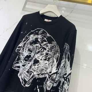 European and American autumn and winter new graffiti skull print sweater men and women trend casual round neck pullover all-match long-sleeved top (3)