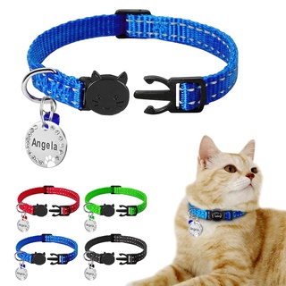 【NORMA】 Customed Cat Collar Reflective Personalized Puppy Dog ID Collars Engraved with Bell Free Tag Nameplate for Small Pet