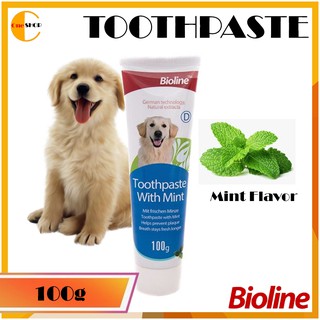 Bioline Toothpaste with Mint Flavor Dental Care Pet Dog Toothpaste 100g (TOOTHPASTE ONLY)