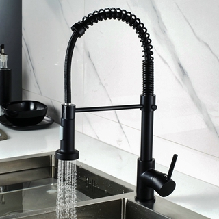VIMI Pull-out Faucet Black Kitchen Sink Faucet Copper Telescopic Hot Cold Kitchen Faucet 360 Degree Rotating Faucet