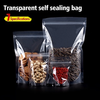 50pcs Full Clear Stand Up Pouch Packaging Bag Ziplock Pouch Resealable Zip Lock Plastic #COD