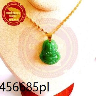 Jade Buddha Gold Chain with Lucky Buddha and Black Mantra Bracelet