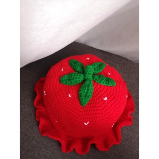 ✨Handmade Strawberry Bucket Hat Crochet for Adult and Baby✨