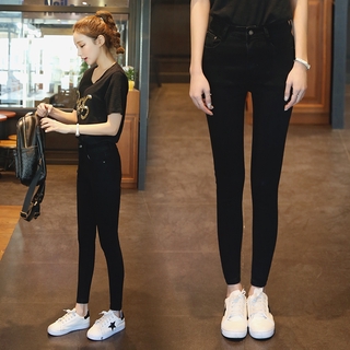 High Waist Pants W/zipper Jeans Skinny 4 Colors for Women Plus Size black