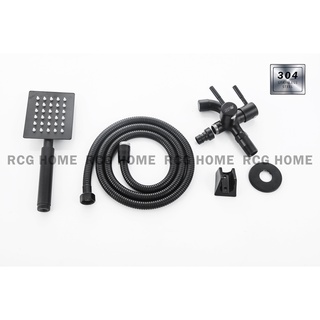 RCG Stainless Steel Black Shower Set With Faucet SUS304 Telephone Shower Set Hand Shower Set 4In1COD