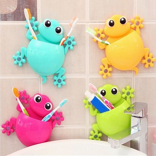 Cute Gecko Frog Toothbrush Holder Bathroom Wall Suction Cup Cartoon Suction Cup ToothBrush Holder