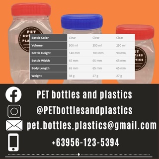 250ml, 350ml, 500ml Empty Plastic Square Jar container w/ lid for peanut butter, paste, kimchi (7)
