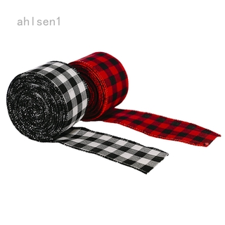ahlsen 1 roll 6m*5cm WRIDE EDGES Red Lattice Printing Grosgrain Ribbon Bows Christmas Party gift Decor Craft