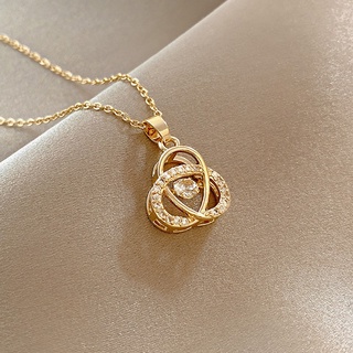 HS Jewelry 18k Gold Cubic Zirconia Pendant Korean Fashion Accessories Geometric Necklace 40.2cm