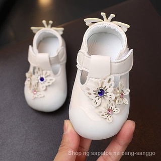 Girls Small Leather Shoes 2021 Autumn Baby Girls Luminous Soft-Sole Toddler Shoes Baby Anti-Slip Embroidery Square Mouth Princess Shoes