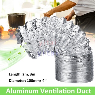 ℗⚡ In Stock⚡ 4" 100mm Flexible Aluminium Air Ducting Ventilation Duct Vent Tube Hood Exhaust Hose