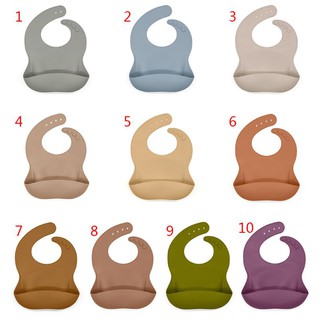 wit♥ Baby Soft Silicone Bib Infant Toddlers Solid Color Feeding Food Catcher Pocket