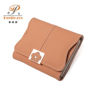 に✯Niche brand design lady wallet female short ins folding Japanese retro simple student card leather (1)