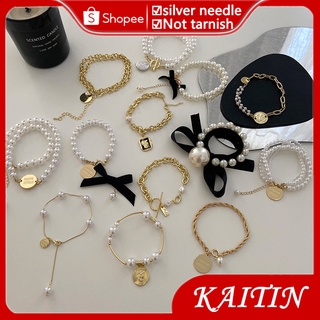 (KAITIN)Pearl bracelet personality simple Baroque bracelet plated genuine bracelet accessories for women