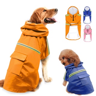 Waterproof Raincoat For Dog Adjustable Pet Coat Jacket Reflective Dog Clothes Poncho With Hood For S