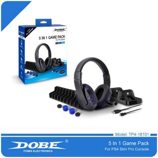 DOBE PS4 5 In 1 Accessories Sets With Headset / Charger Cable/Gamepad/Organizer/Charger For PS4 Slim / PS4 Pro (1)