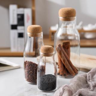 Glass jar with cork container jar food storage sealed jar condiment bottle dispenser (1)