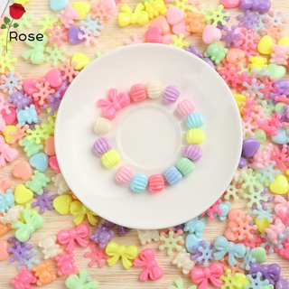ROSE Various Acrylic Beaded Necklace Bracelet Components Mixed Beads DIY Pendant Accessories Candy Color Pentagram Letter Heart Jewelry Making