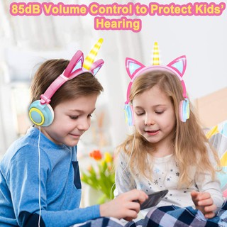 Cute Kids Cat Ear Headphones Wired Adjustable for Boys Girls Tablet Kids Headband Earphone Foldable
