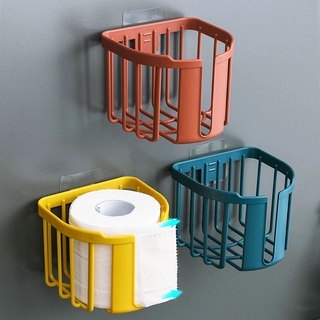 [Ready Stock] Portable Wall-mounted Self-adhesive Plastic Tissue Box/Save Space Table Bathroom Toilet Storage Bracket/Paper Holder Garbage Bag Organizer Rack